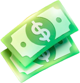 Decorative cash graphic for lottery promotion.